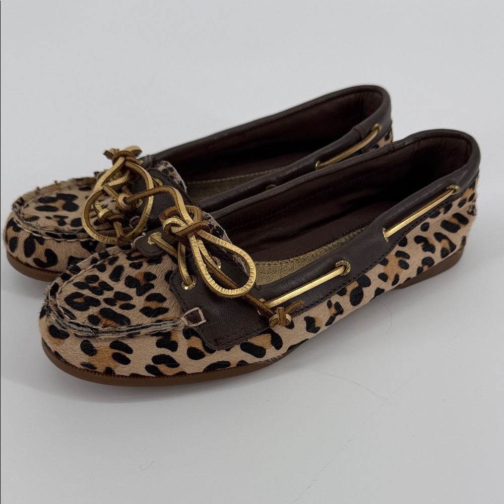 Sperry Top Sider Women's Size 6 Shoes Leopard Print Calf Hair & Leather Slip On - Picture 2 of 11